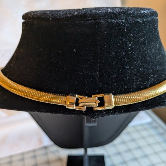 Gold Snake Coil Mid Century Necklace 17 Inches - Picture 3 of 4